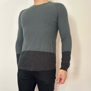 H&M Green Waffle Knit Long Fit Sweater